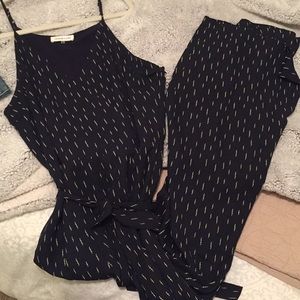 Navy and white long jumpsuit